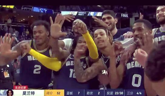 灰熊客场击败马刺，莫兰特狂轰40分